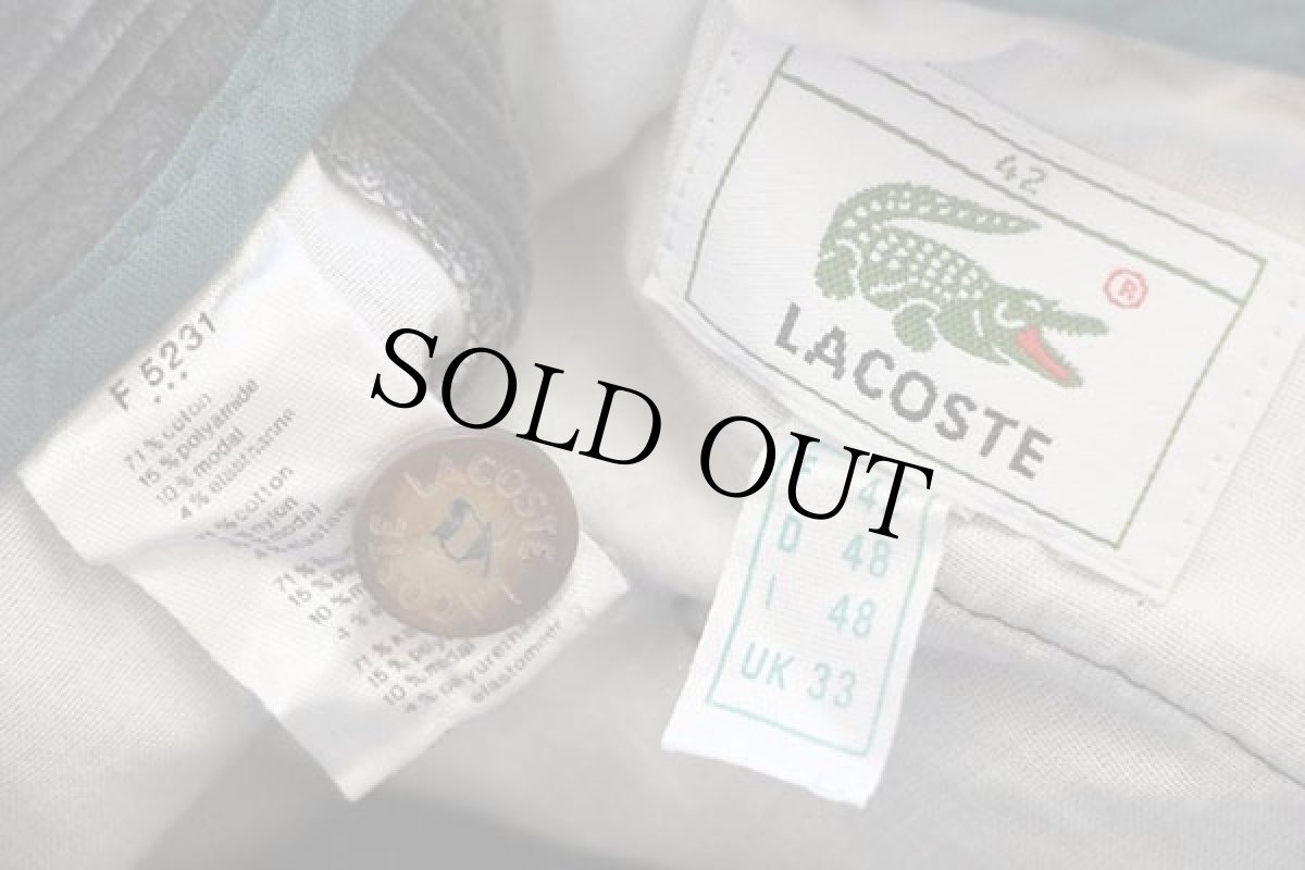 画像6: 90s LACOSTEラコステ ツータック ストレッチ スラックス 太畝 コーデュロイパンツ グレー w33 (6)