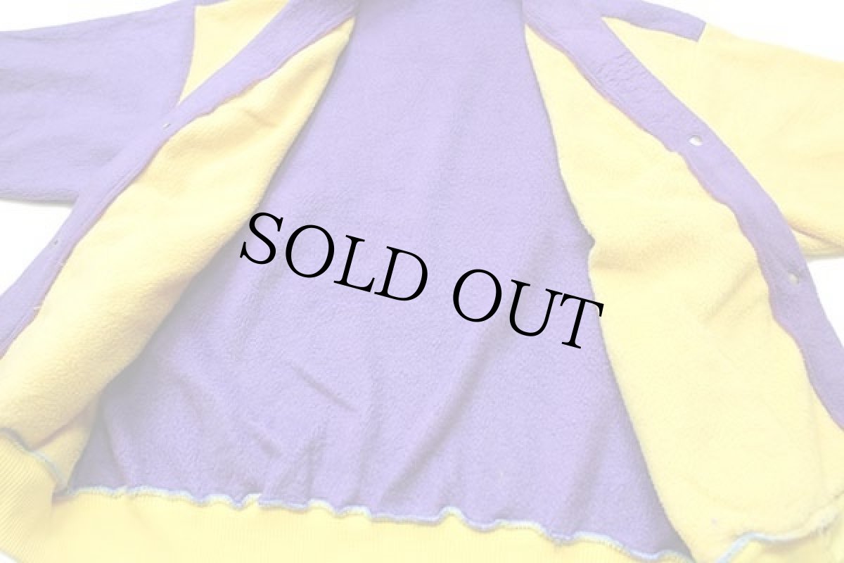 画像5: 90s MILLETミレー ツートン フリース カーディガン 紫×黄 (5)