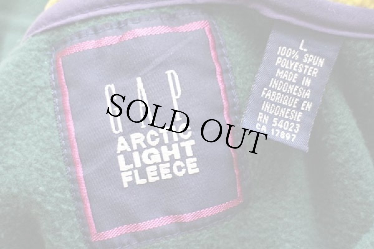 画像4: 90s GAPギャップ ARCTIC LIGHT FLEECE バイカラー ハーフジップ プルオーバー フリース 緑×紫 L (4)