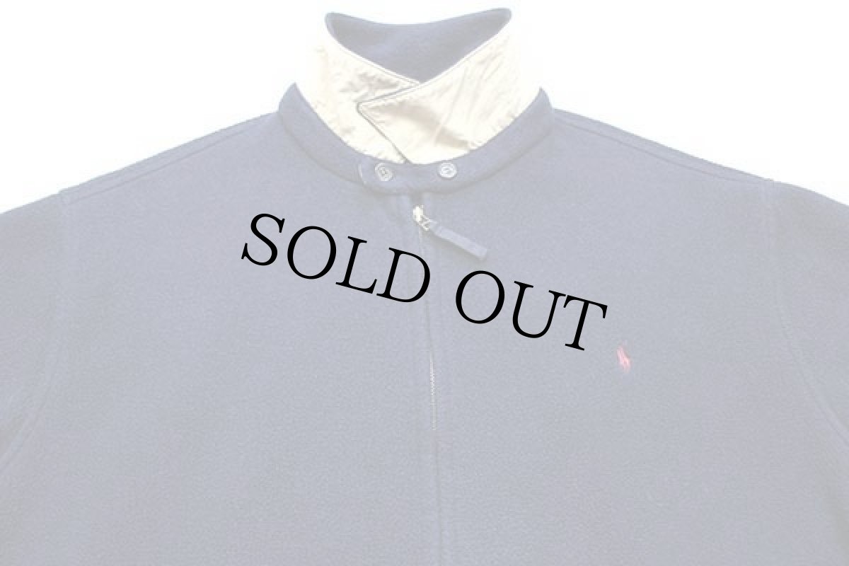 画像3: 00s ポロ ラルフローレン チンスト付き ワンポイント POLARTEC フリースジャケット 紺 XL (3)