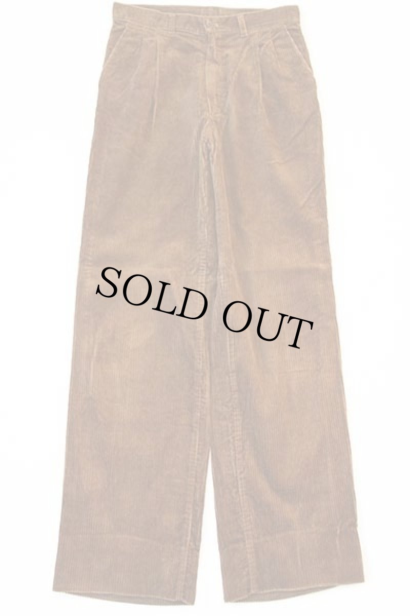 画像2: 80s イタリア製 BLUE BELL Wranglerラングラー ツータック 太畝 コーデュロイパンツ 濃茶 w30★ユーロ (2)