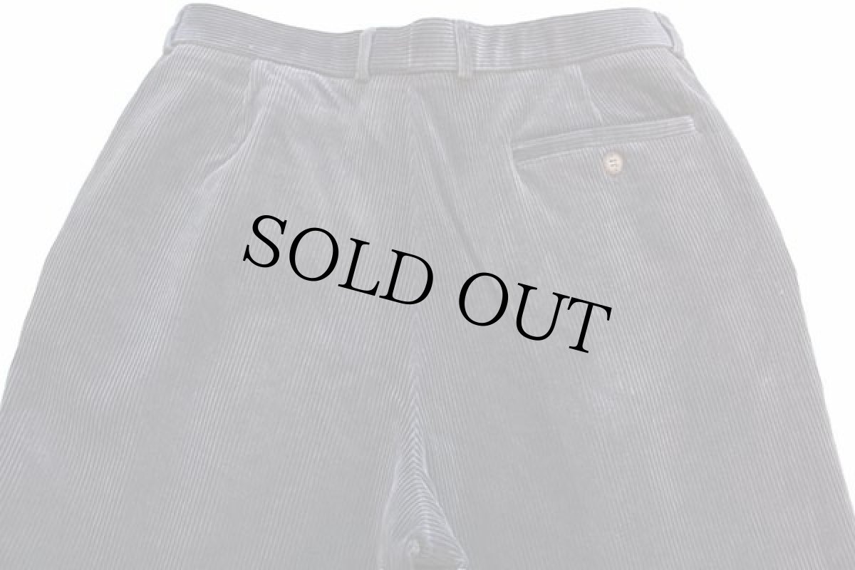 画像5: 90s LACOSTEラコステ ツータック ストレッチ スラックス 太畝 コーデュロイパンツ グレー w33 (5)