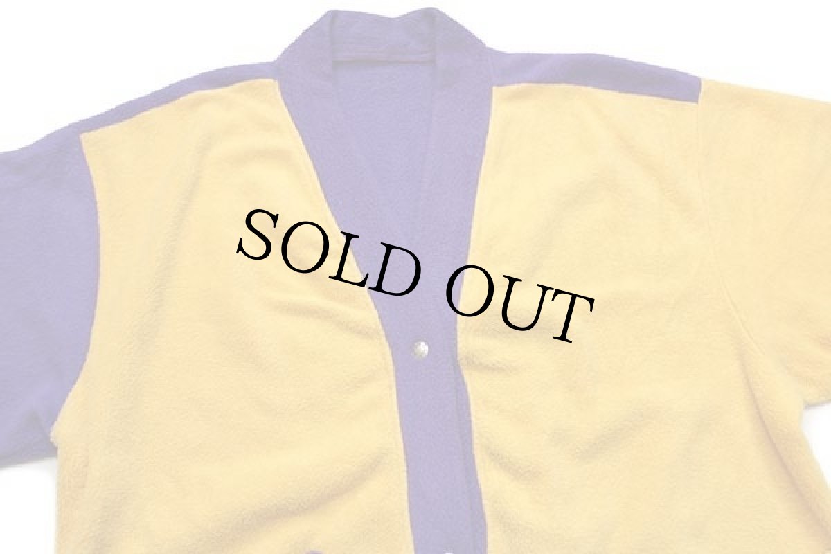 画像3: 90s MILLETミレー ツートン フリース カーディガン 紫×黄 (3)