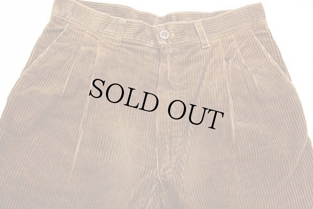 画像4: 80s イタリア製 BLUE BELL Wranglerラングラー ツータック 太畝 コーデュロイパンツ 濃茶 w30★ユーロ (4)