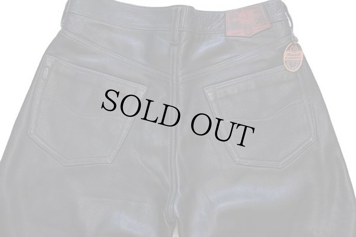 画像5: デッドストック★90s トルコ製 PEPE JEANSWEAR カウハイド レザーパンツ 黒 w30 (5)