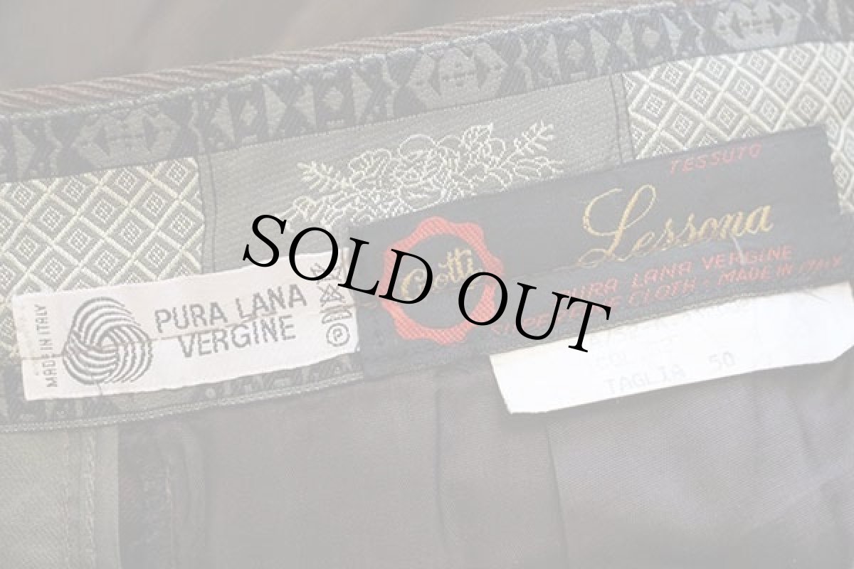 画像6: 80s イタリア製 Lessona ツータック スラックス ウィップコード ウールパンツ 茶×玉虫色 50 (6)