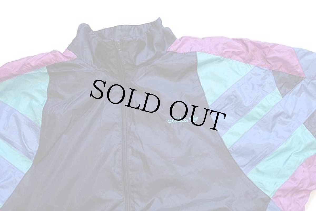 画像3: 90s adidasアディダス トレフォイル ロゴ刺繍 マルチカラー 切り替え ナイロンジャケット L★B (3)