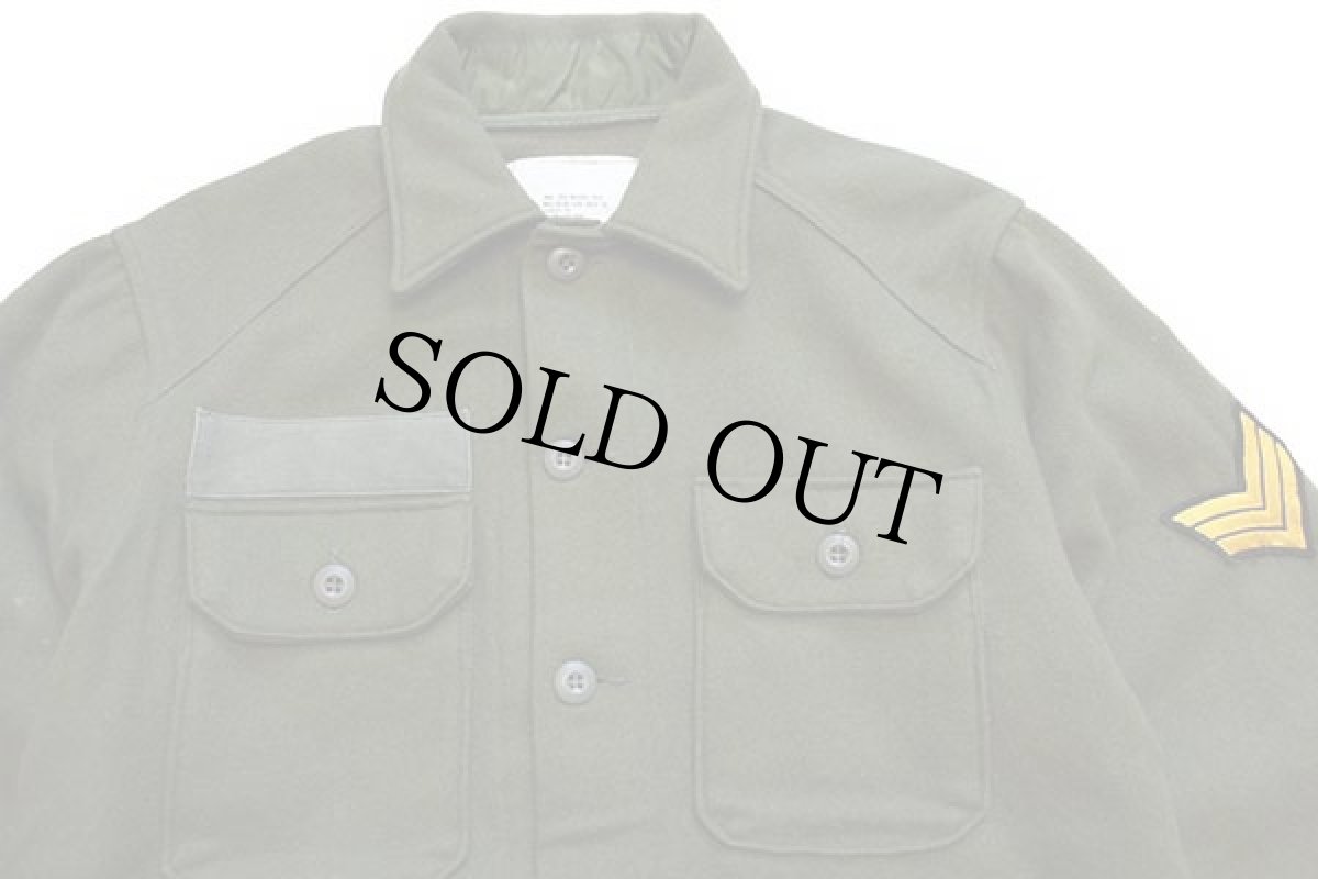 画像3: 80s 米軍 U.S.ARMY パッチ付き ウールシャツ オリーブグリーン M (3)