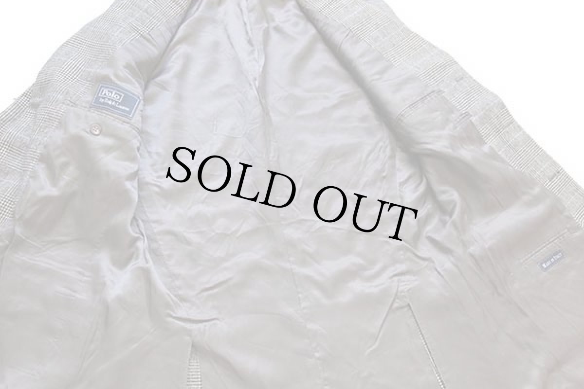 画像4: 90s イタリア製 ポロ ラルフローレン グレンチェック 3つボタン ウール×カシミヤ テーラードジャケット 50★ブレザー (4)