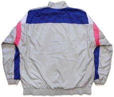 画像2: 90s adidasアディダス トレフォイル ロゴ刺繍 マルチカラー 切り替え ナイロンジャケット グレーシルバー M★F (2)