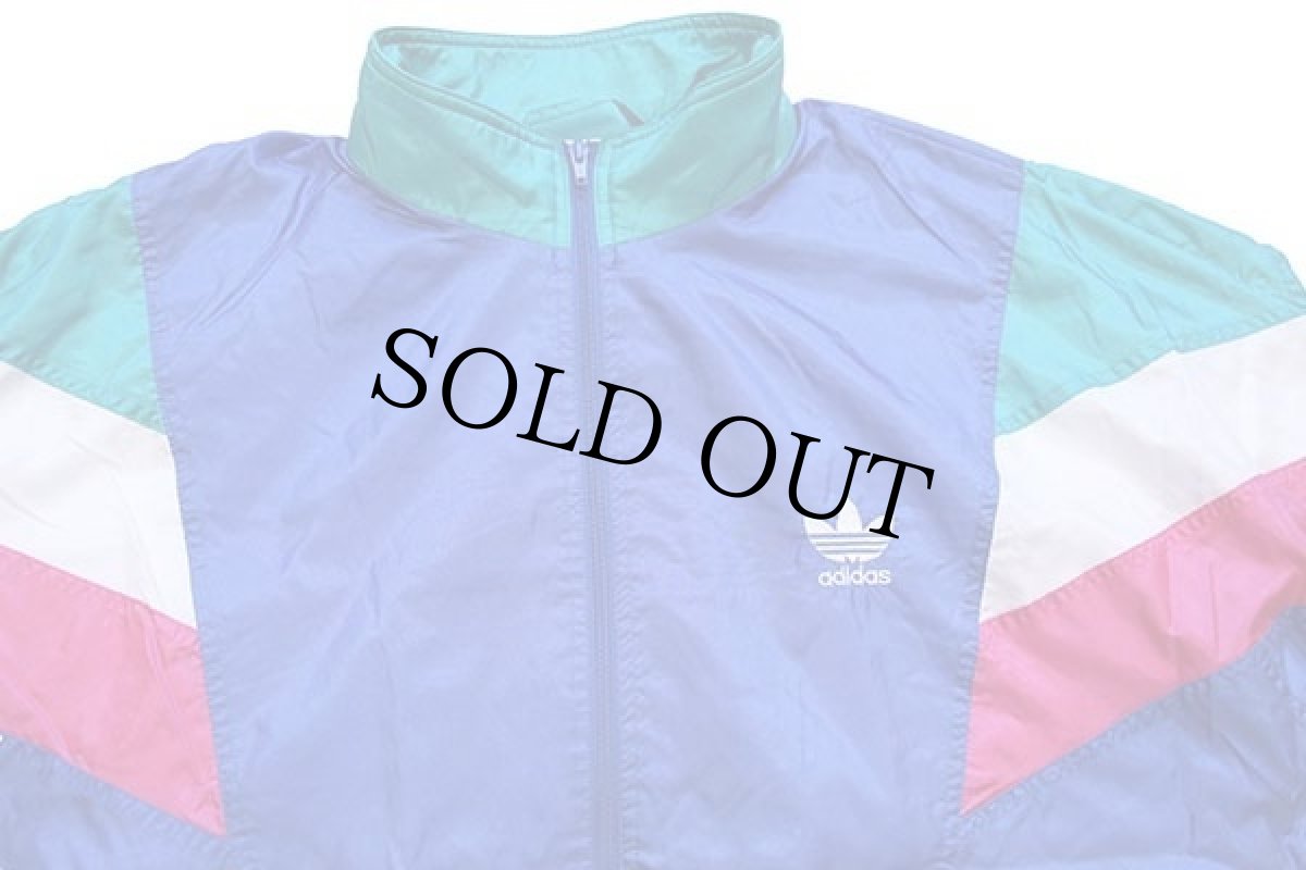 画像3: 90s adidasアディダス トレフォイル ロゴ刺繍 マルチカラー 切り替え ナイロンジャケット L★H (3)