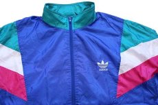 画像3: 90s adidasアディダス トレフォイル ロゴ刺繍 マルチカラー 切り替え ナイロンジャケット L★H (3)