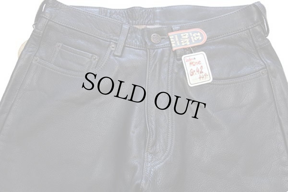 画像4: デッドストック★90s トルコ製 PEPE JEANSWEAR カウハイド レザーパンツ 黒 w30 (4)