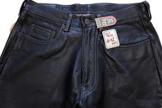 画像4: デッドストック★90s トルコ製 PEPE JEANSWEAR カウハイド レザーパンツ 黒 w30 (4)