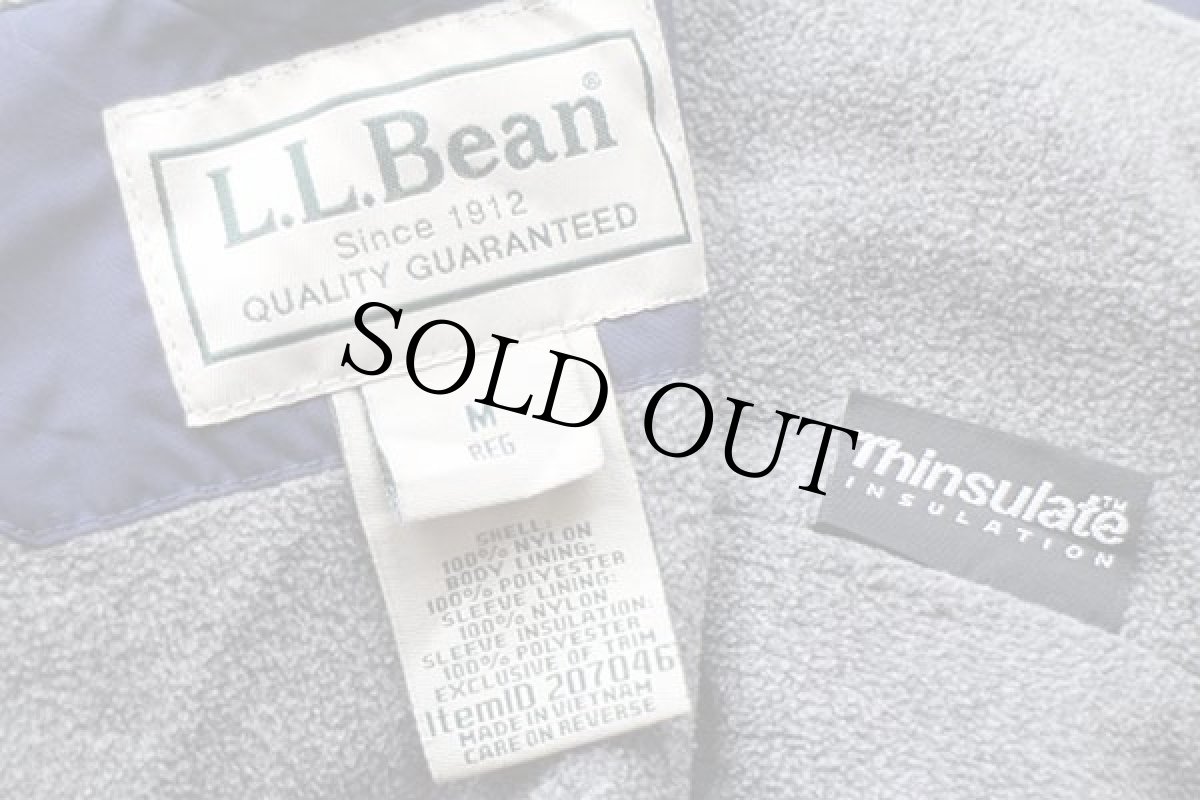 画像4: L.L.Bean Brookfield刺繍 Thinsulate フリースライナー ナイロンジャケット 紺 M (4)