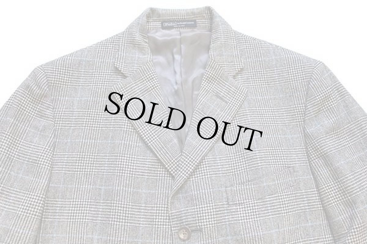 画像3: 90s イタリア製 ポロ ラルフローレン グレンチェック 3つボタン ウール×カシミヤ テーラードジャケット 50★ブレザー (3)