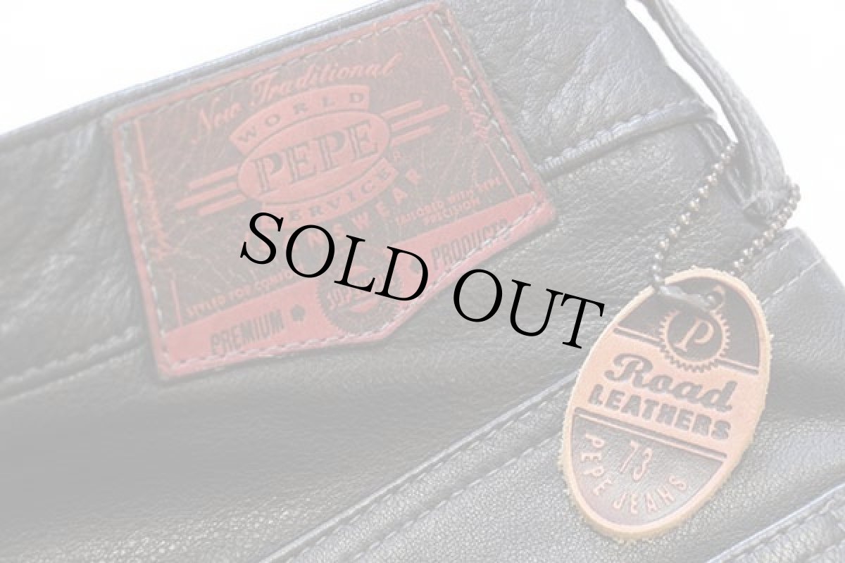 画像6: デッドストック★90s トルコ製 PEPE JEANSWEAR カウハイド レザーパンツ 黒 w30 (6)