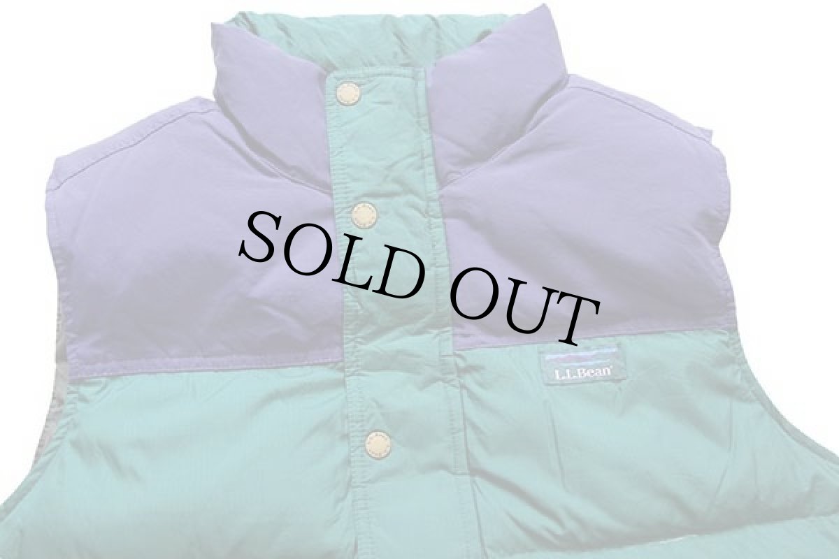 画像3: L.L.Bean PERTEX DOWNTEK ツートン 切り替え ナイロン ダウンベスト 緑×青紫 M (3)