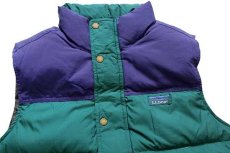 画像3: L.L.Bean PERTEX DOWNTEK ツートン 切り替え ナイロン ダウンベスト 緑×青紫 M (3)