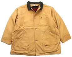 画像1: 90s USA製 L.L.Bean タータンチェック ウールライナー ダック地 フィールドコート 茶 XXL★ジャケット 特大 (1)