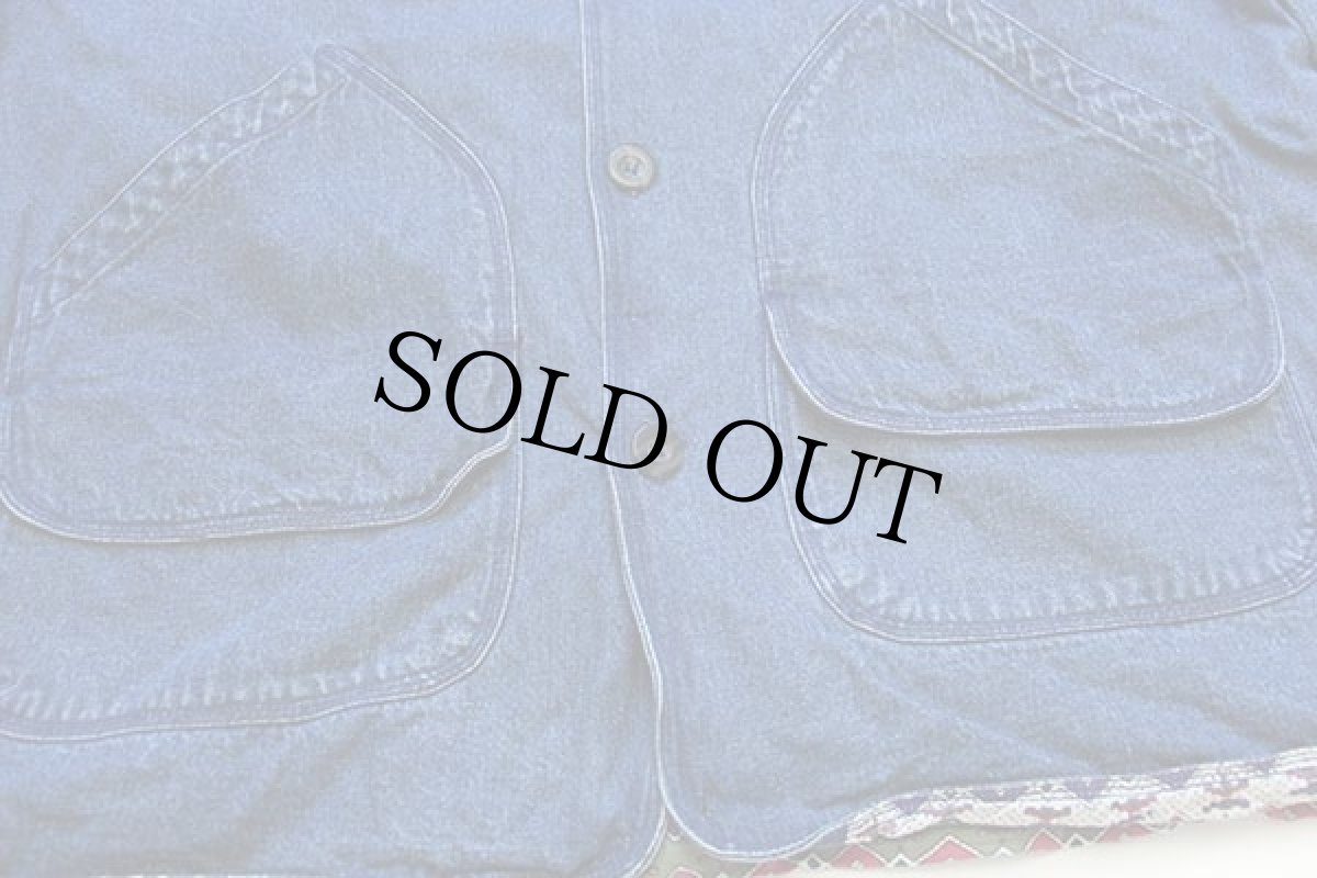 画像6: 90s Woolrichウールリッチ フォークロア柄 コットンライナー デニム フィールドコート XL★ジャケット (6)