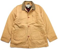 画像1: L.L.Bean タータンチェック ウールライナー ダック地 フィールドコート 茶 L★ジャケット (1)