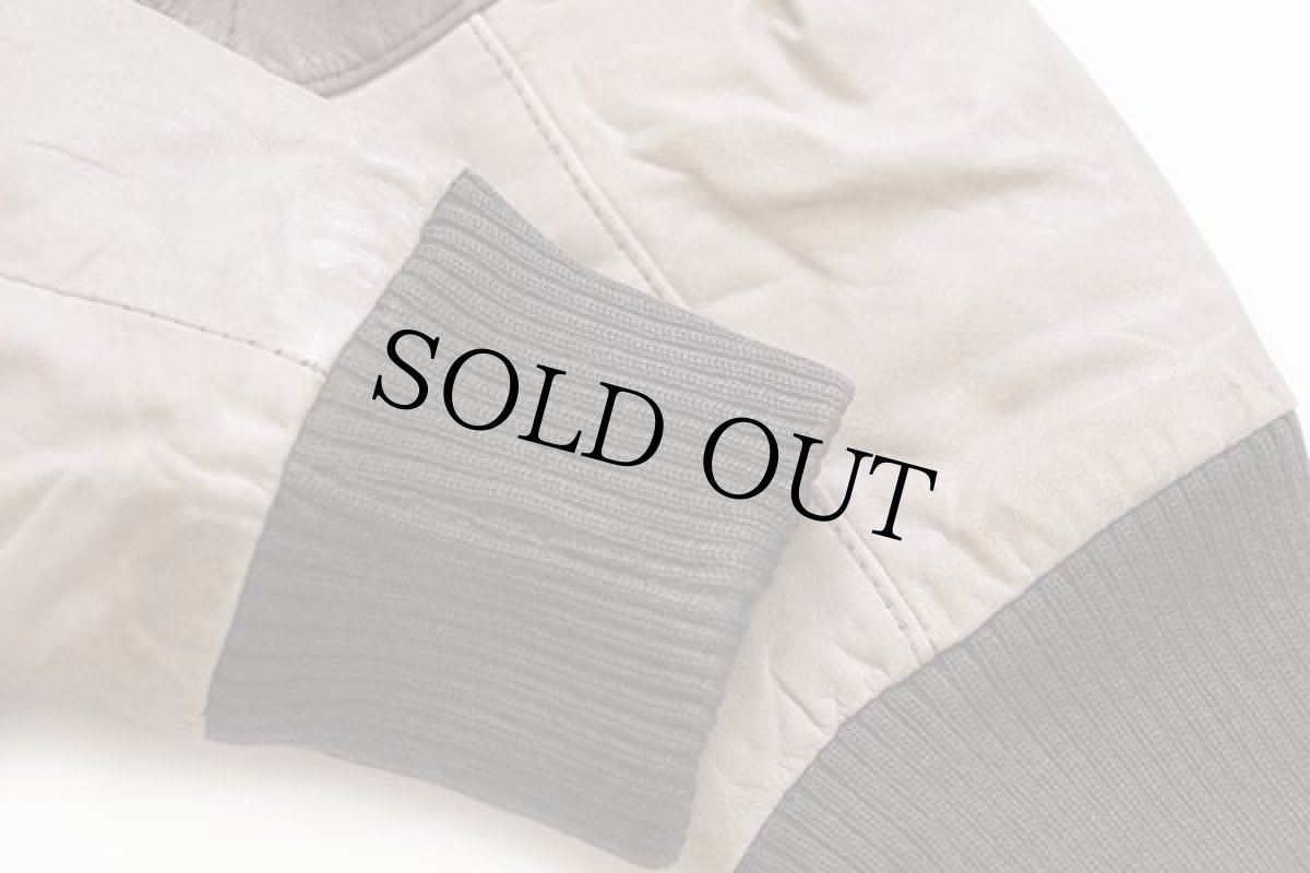 画像9: 80s Berman's 2WAY ツートン 切り替え エルボーパッチ付き 中綿入り レザージャケット ココア×グレーベージュ 40 (9)