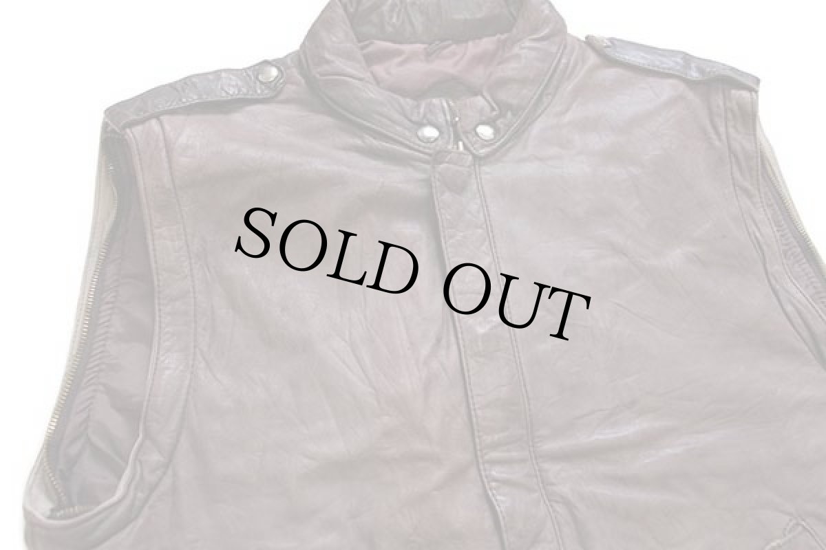 画像6: 80s Berman's 2WAY ツートン 切り替え エルボーパッチ付き 中綿入り レザージャケット ココア×グレーベージュ 40 (6)