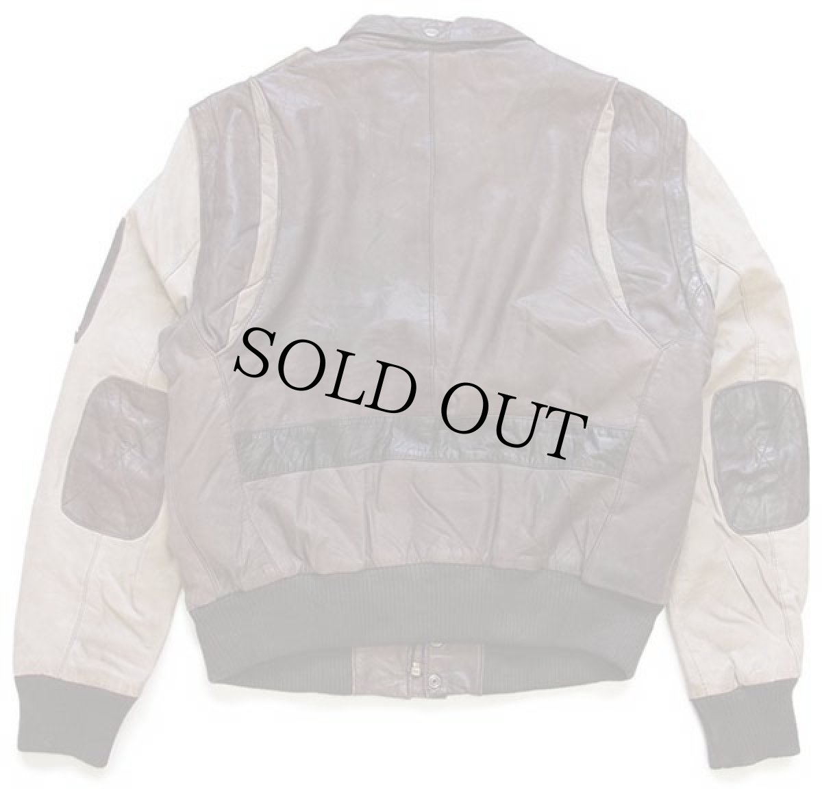 画像2: 80s Berman's 2WAY ツートン 切り替え エルボーパッチ付き 中綿入り レザージャケット ココア×グレーベージュ 40 (2)