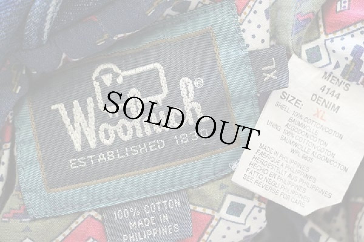 画像4: 90s Woolrichウールリッチ フォークロア柄 コットンライナー デニム フィールドコート XL★ジャケット (4)