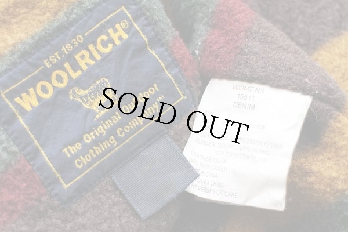 画像4: 00s Woolrichウールリッチ ラグ柄 フリースライナー デニム フィールドコート W-L★ジャケット (4)