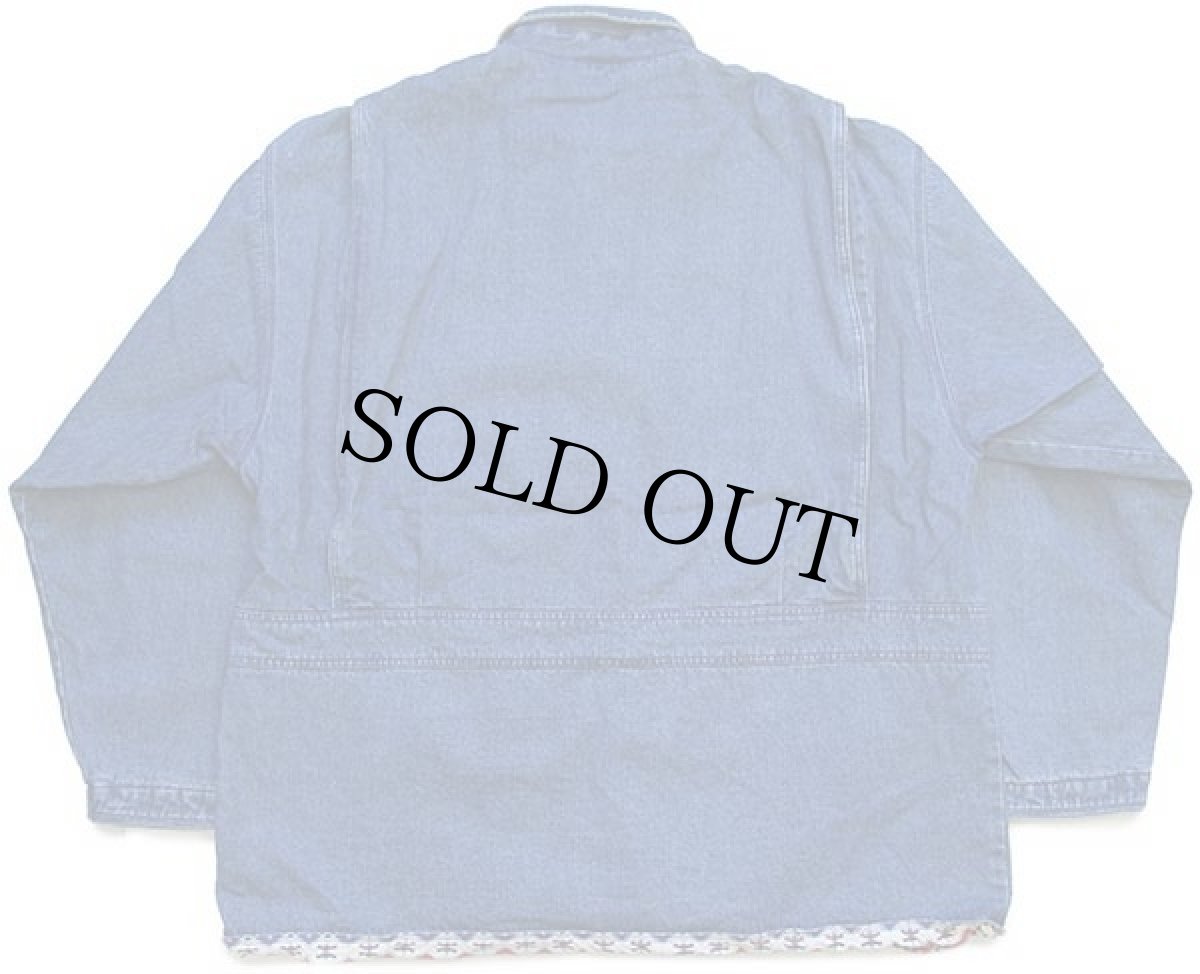 画像2: 90s Woolrichウールリッチ フォークロア柄 コットンライナー デニム フィールドコート XL★ジャケット (2)