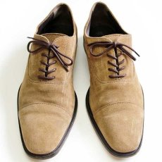 画像1: イタリア製 TOD'Sトッズ ストレートチップ スエード レザーシューズ グレーベージュ 7.5★革靴 (1)