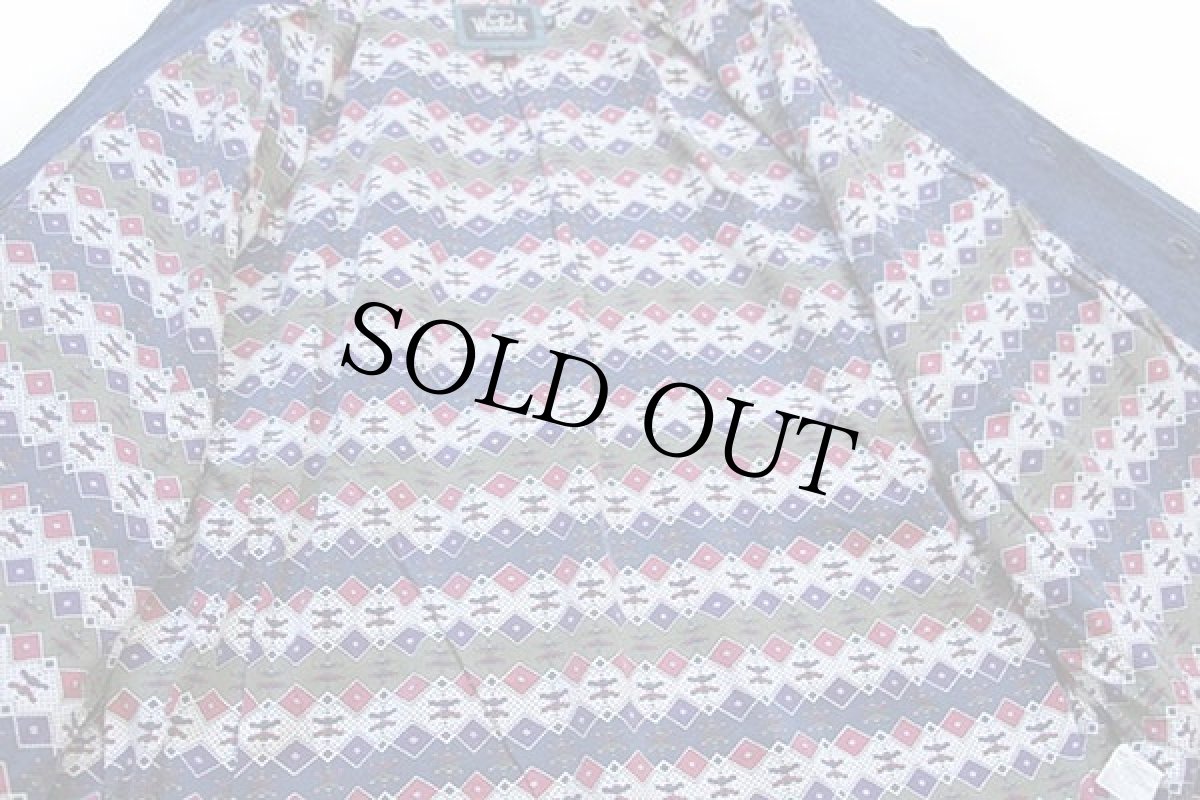 画像5: 90s Woolrichウールリッチ フォークロア柄 コットンライナー デニム フィールドコート XL★ジャケット (5)