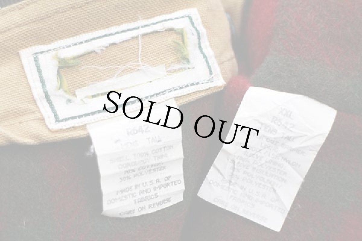 画像4: 90s USA製 L.L.Bean タータンチェック ウールライナー ダック地 フィールドコート 茶 XXL★ジャケット 特大 (4)