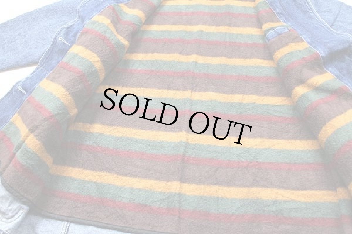 画像5: 00s Woolrichウールリッチ ラグ柄 フリースライナー デニム フィールドコート W-L★ジャケット (5)