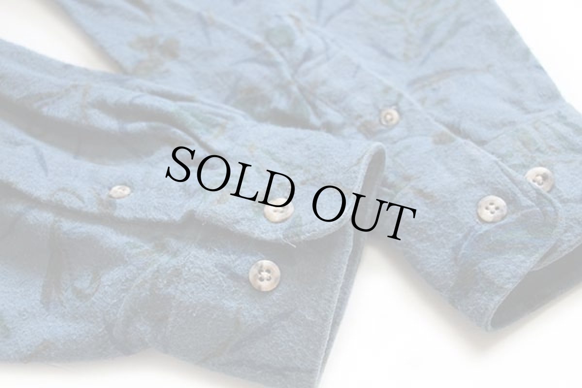 画像6: 80s USA製 EddieBauerエディーバウアー フライフィッシング 総柄 コットン シャモアクロスシャツ ブルーグレー L (6)