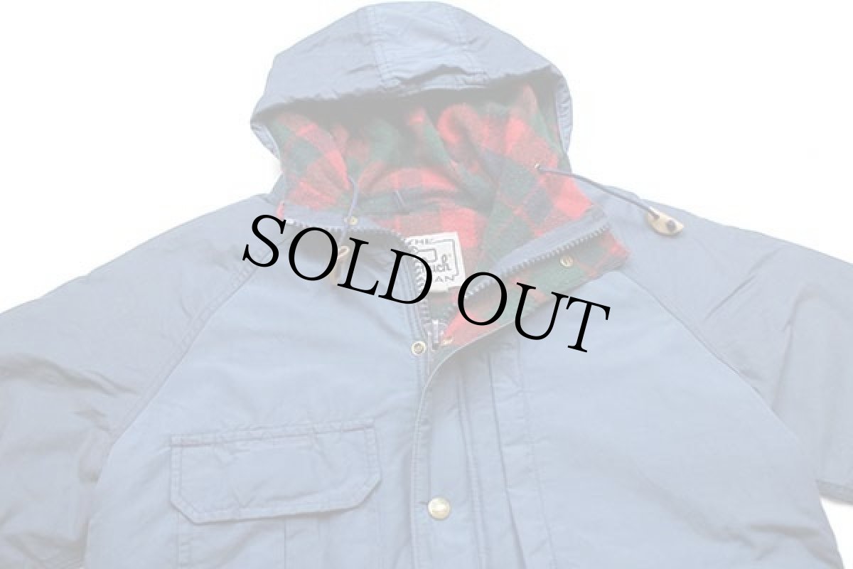 画像3: 70s USA製 Woolrichウールリッチ タータンチェック ウールライナー マウンテンパーカー 紺 W-M (3)