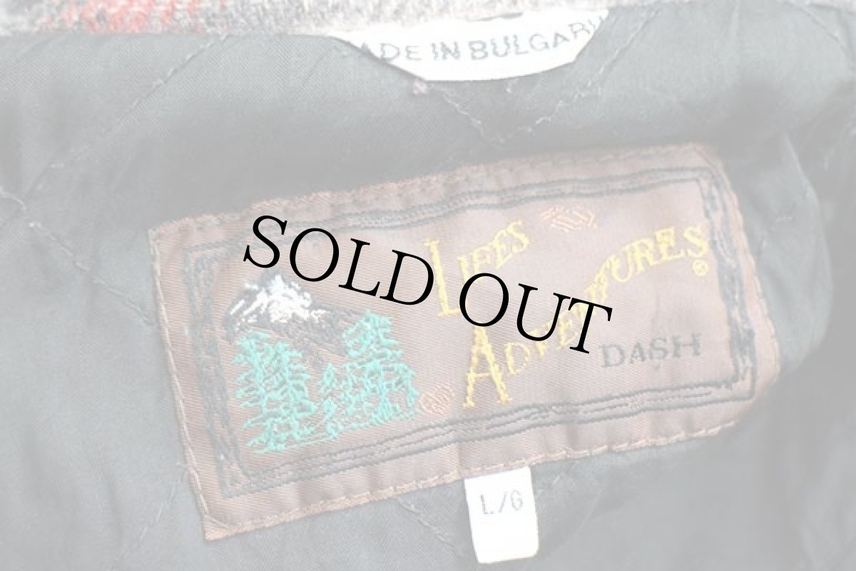 画像4: 90s ブルガリア製 LIFES ADVENTURES オンブレチェック キルティングライナー ウール混 シャツジャケット L (4)