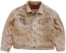 画像1: 90s USA製 Levi'sリーバイス 70617 ネイティブ柄 ブランケットライナー カラーデニムジャケット 4ポケット 茶 (1)