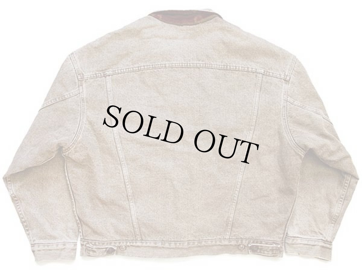 画像2: 90s USA製 Levi'sリーバイス 70617 ネイティブ柄 ブランケットライナー カラーデニムジャケット 4ポケット 茶 (2)