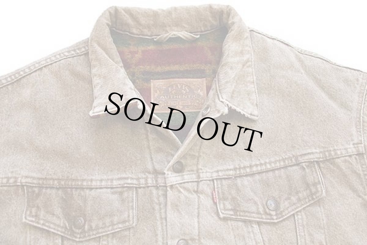 画像3: 90s USA製 Levi'sリーバイス 70617 ネイティブ柄 ブランケットライナー カラーデニムジャケット 4ポケット 茶 (3)