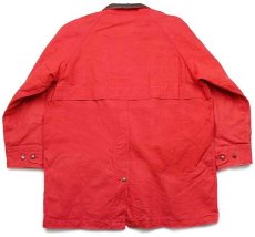 画像2: 90s USA製 Talbots フォークロア柄 ウールライナー コットン キャンバス フィールドコート 赤 M★ジャケット (2)
