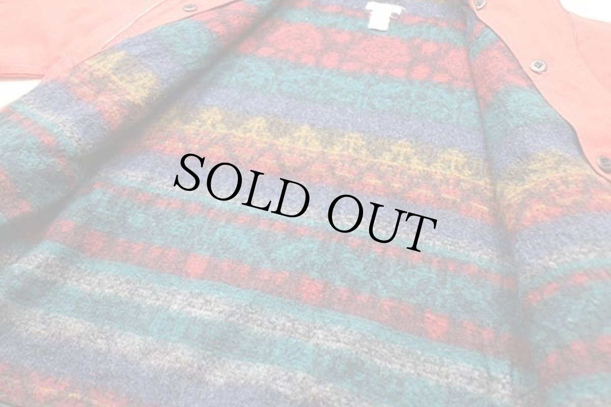 画像5: 90s USA製 Talbots フォークロア柄 ウールライナー コットン キャンバス フィールドコート 赤 M★ジャケット (5)