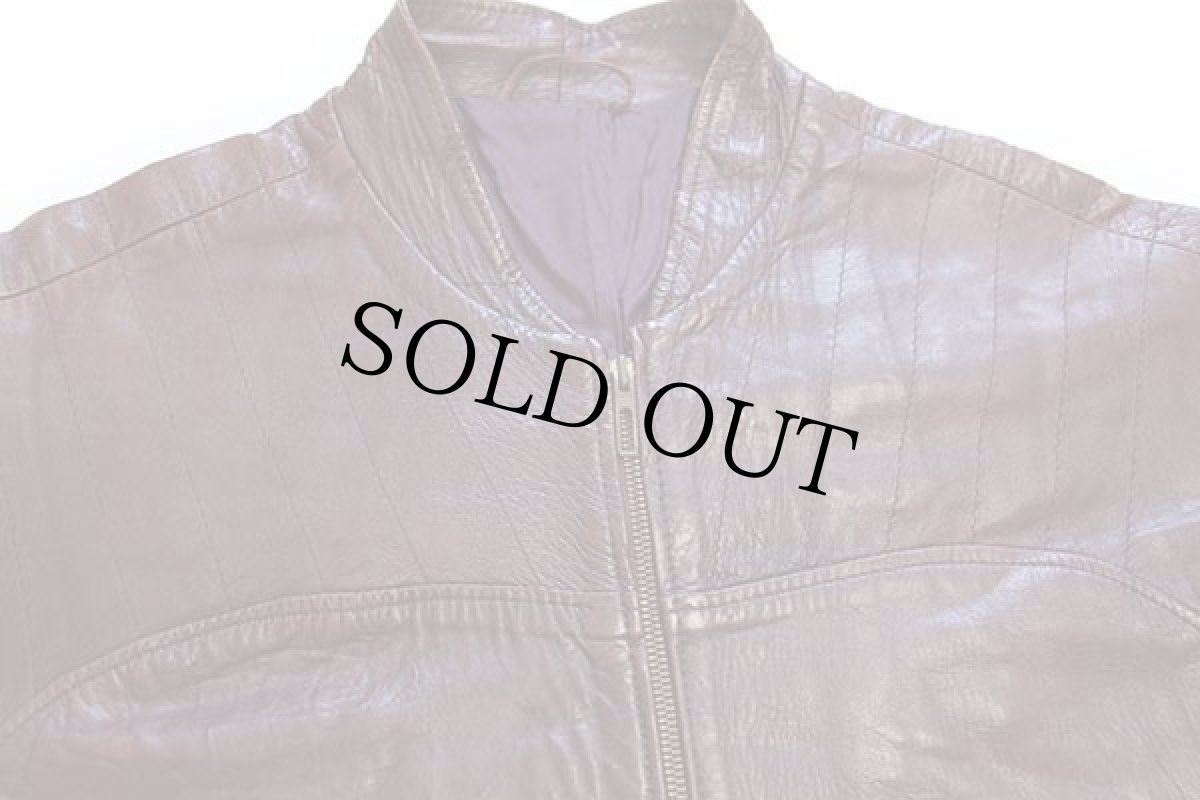 画像3: 80s UNKNOWN ヨーク切り替え レザージャケット 赤茶 56 (3)