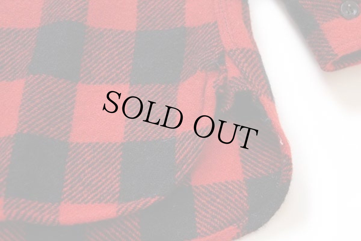 画像5: 60s MONTGOMERY WARD BRENT マチ付き バッファローチェック ウールシャツ 赤×黒 M (5)