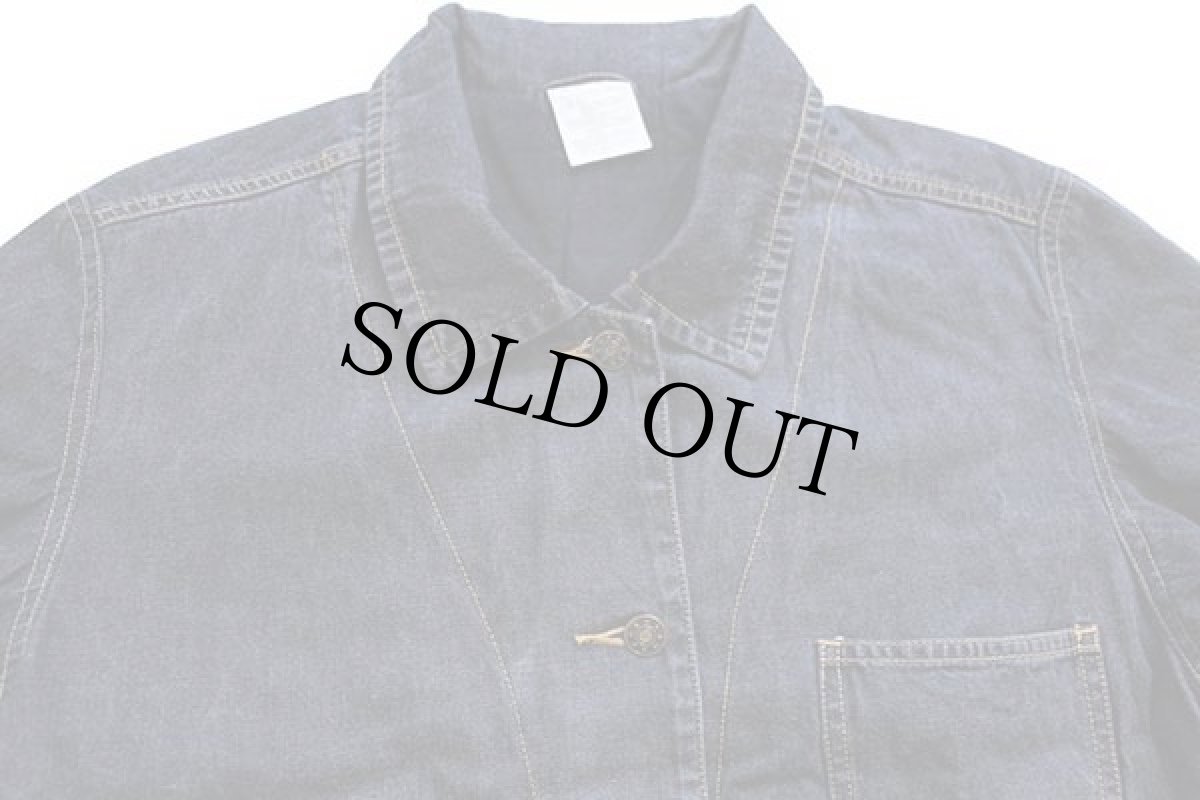 画像4: UNKNOWN ロング ブラック デニムコート 46/48 (4)