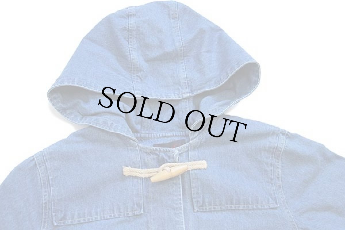 画像3: 90s DENIM&Co. ラグ柄 フリースライナー付き デニム ダッフルコート L (3)