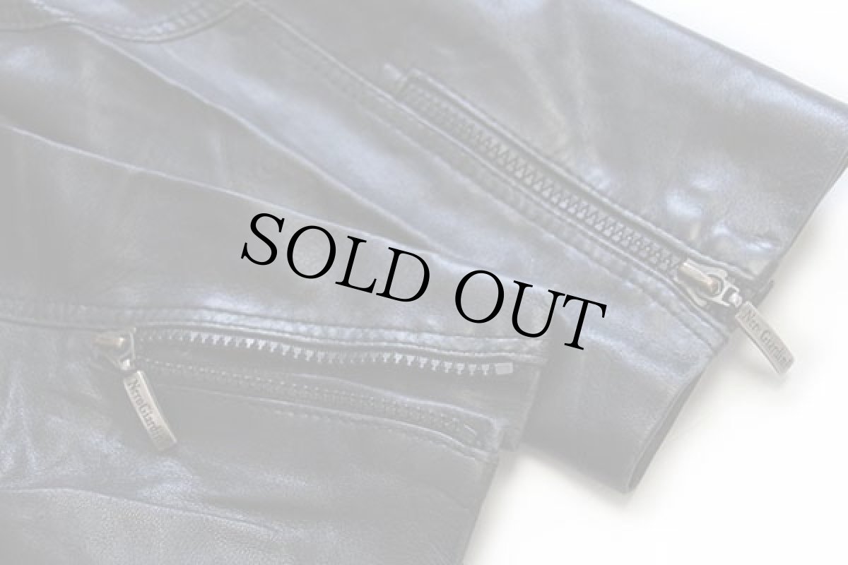 画像7: イタリア製 Nero Giardini スタンドカラー シングルライダース レザージャケット 黒 50 (7)