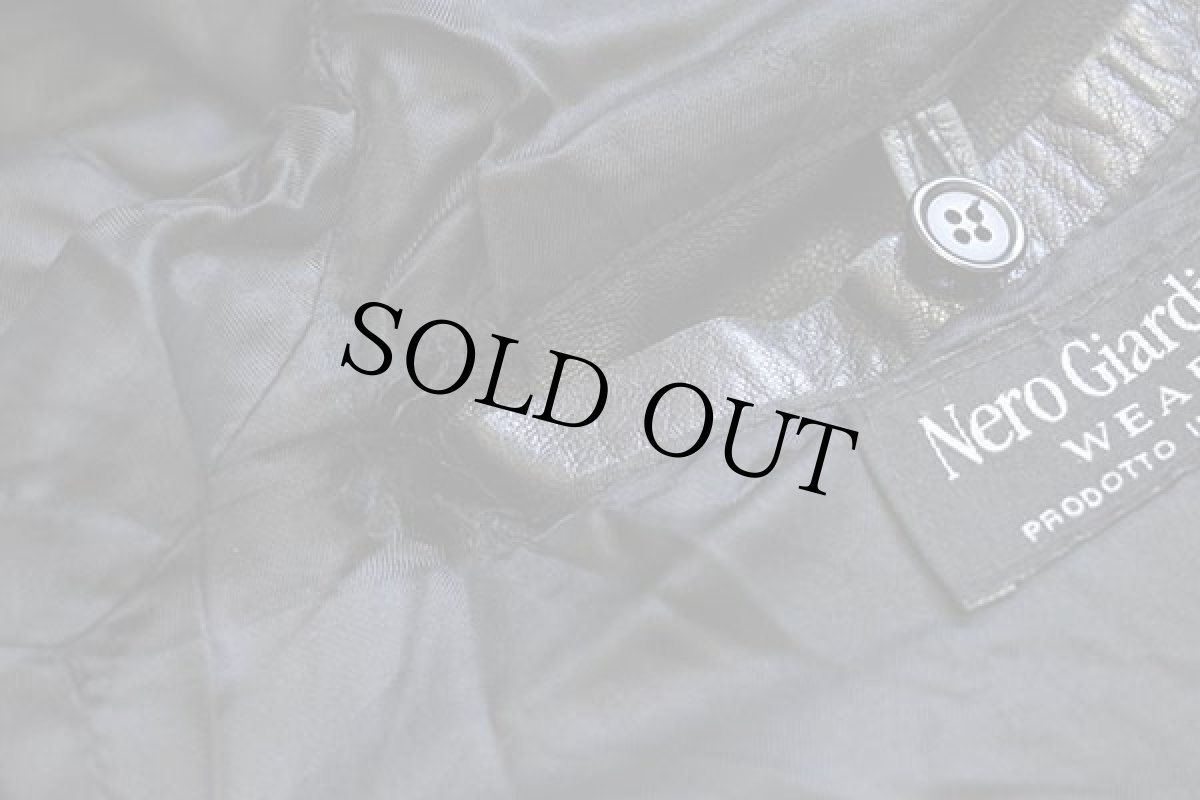 画像8: イタリア製 Nero Giardini スタンドカラー シングルライダース レザージャケット 黒 50 (8)